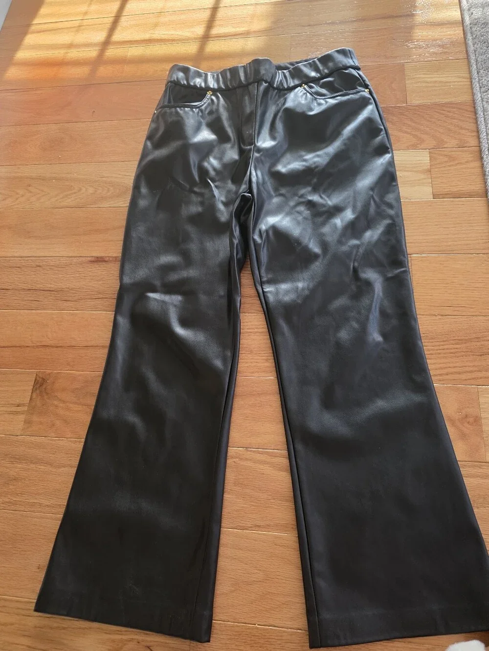 Michael Kors Black Faux-Leather Wide Leg Trousers